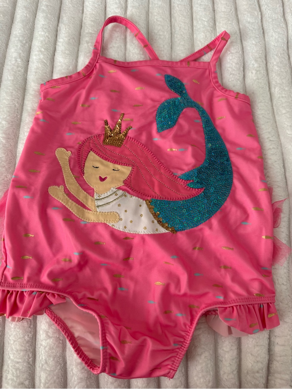 Mud Pie Pink Mermaid Swimsuit, one piece ruffle butt
